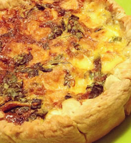 Quiche s cuketou, pórkem a šunkou