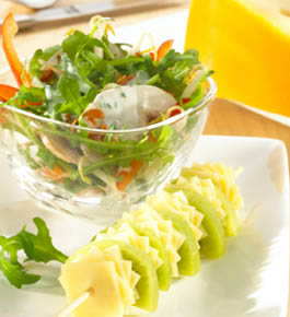 Kiwi jednohubky s rukolovým salátem
